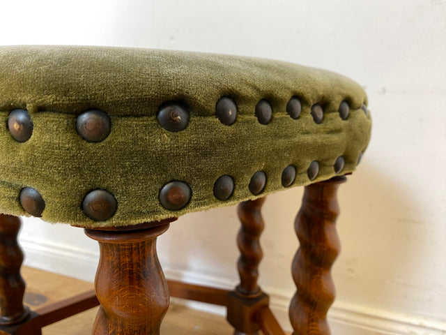Sehr hübscher skandinavischer antiker Hocker mit fein gedrechselten Beinen I sechseckiger Sitzhocker Fußhocker Fußbank Schemel Sitz Stuhl Pouf Vintage I