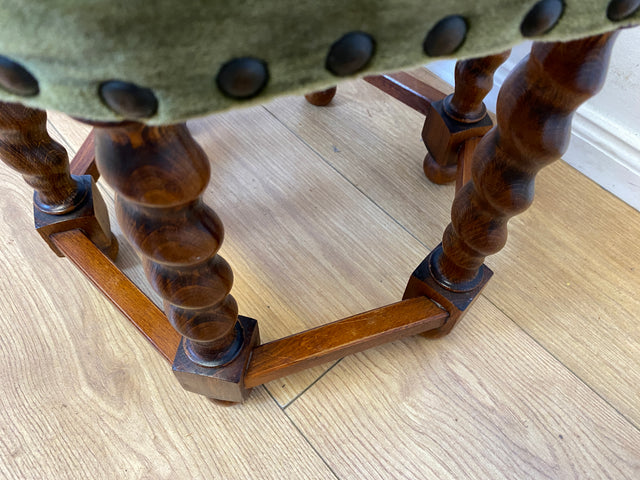 Sehr hübscher skandinavischer antiker Hocker mit fein gedrechselten Beinen I sechseckiger Sitzhocker Fußhocker Fußbank Schemel Sitz Stuhl Pouf Vintage I