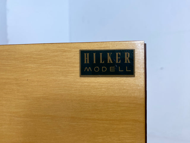 Stilvolles Mid-Century Designer Highboard von Hilker in Teakholz mit Schiebetüren I Schrank Sideboard Anrichte Bücherschrank Wohnzimmerschrank Danisch Design Vintage Teak I
