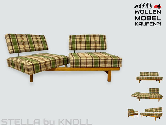 WMK I Berühmtes und sehr gut erhaltenes Mid-Century Designersofa Stella von Knoll mit freundlichem kariertem Bezug I Daybed Sofa Couch Schlafsofa Schlafcouch Liege Sitzgarnitur Vintage 60er Berlin
