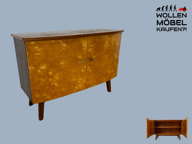 WMK I Formschöne und geräumige Mid-Century Kommode mit zeittypischen konischen Füßen I Sideboard Schrank Anrichte Wäschekommode TV Lowboard Rockabilly Vintage 50er 60er I Berlin Leverkusen Wiesbaden