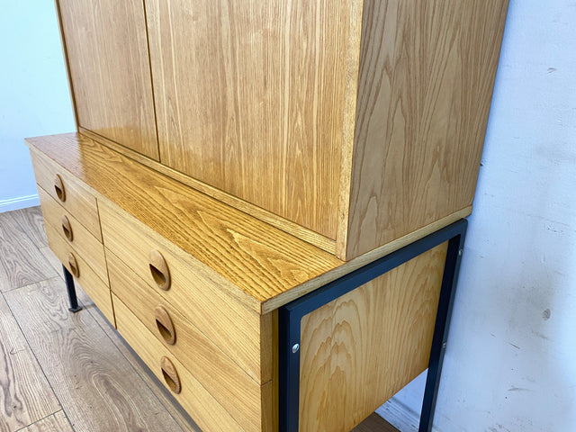 WMK I Kultiges modulares Designer Regalsystem 430 in Sen Esche mit Schubladen von Joachim Nebelung für VEB Hellerau