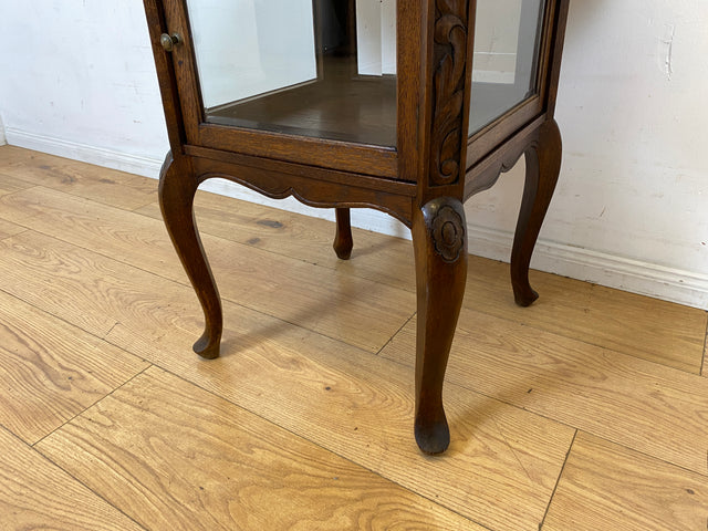 Eleganter runder handverzierter antiker Rauchertisch mit Humidor & Marmor Platte I Tisch Beistelltisch Couchtisch Marmortisch Vitrine Ablage Jugendstil Barock Chippendale Vintage I