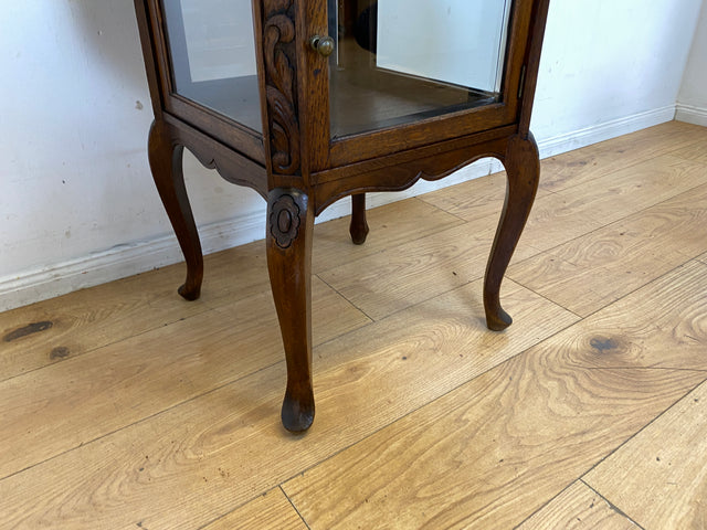 Eleganter runder handverzierter antiker Rauchertisch mit Humidor & Marmor Platte I Tisch Beistelltisch Couchtisch Marmortisch Vitrine Ablage Jugendstil Barock Chippendale Vintage I