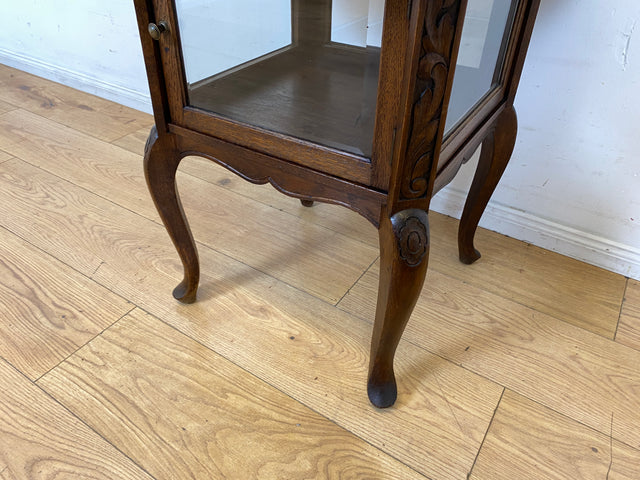 Eleganter runder handverzierter antiker Rauchertisch mit Humidor & Marmor Platte I Tisch Beistelltisch Couchtisch Marmortisch Vitrine Ablage Jugendstil Barock Chippendale Vintage I