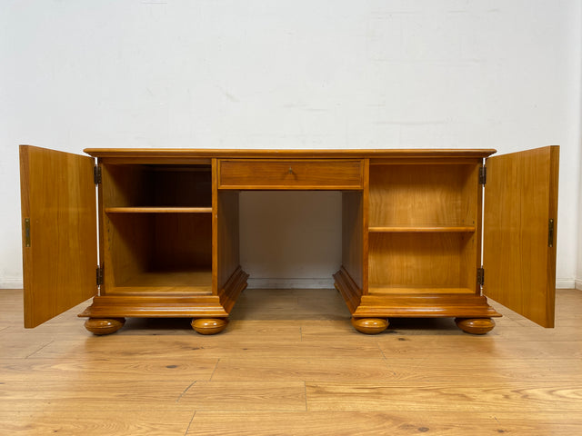 WMK I Hochwertiger Vintage 2-Personen Schreibtisch im Antiken Stil in Nussbaum