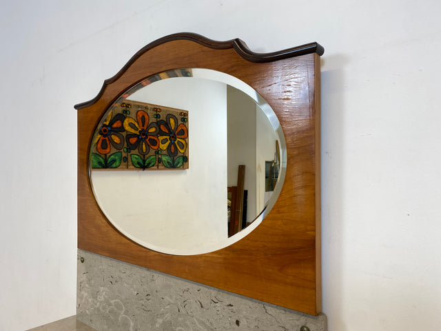 Edler antiker Waschtisch Schrank mit Spiegel & Marmor I Vollholz I Spiegelkommode Anrichte Schubladenkommode Marmorkommode Schminkkommode Frisierkommode Kommode Wäschekommode Vintage Jugendstil