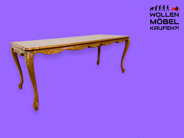 WMK I Wunderschöner großer handverzierter Stilmöbel Couchtisch in Nussbaum mit eleganten Cabriole Füßen I Wohnzimmertisch Salontisch Coffee Table Chippendale Vintage Barock I Berlin Dresden Osnabrück