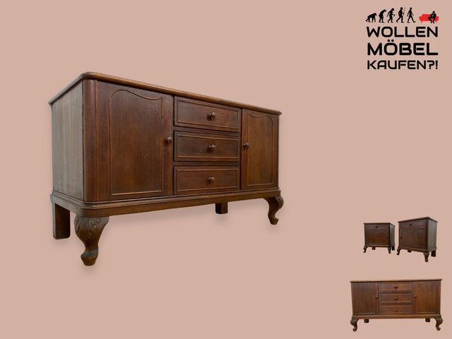 WMK I Sehr schönes handverziertes antikes Sideboard aus vollem Holz I Kommode Lowboard TV-Lowboard Schrank Anrichte Fernsehkommode Wäschekommode Chippendale Vintage I Berlin Dortmund Regensburg Halle