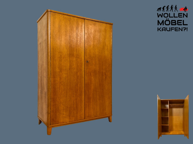 WMK I Stilvoller und gut erhaltener heller 50er Jahre Kleiderschrank I Vollholz I Schrank Wäscheschrank Schlafzimmerschrank Wardrobe Flurschrank 60er Mid-Century Vintage I Berlin Leipzig NRW Hamburg
