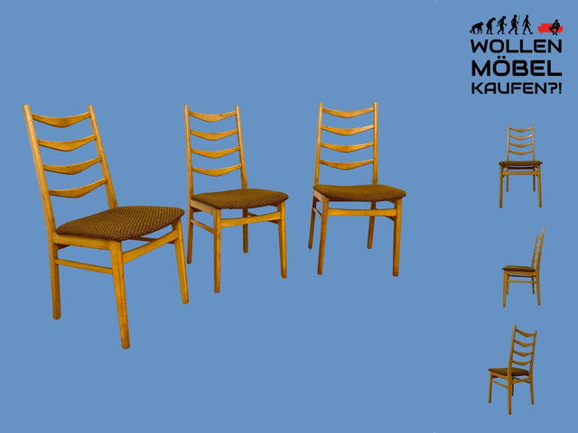 WMK I Versand möglich I 1/3 Formschöner heller 60er Jahre Stuhl mit braunem Originalbezug I Esszimmerstuhl Küchenstuhl Holzstuhl Dining Chair Mid-Century Vintage 70er I Berlin Regensburg Stuttgart