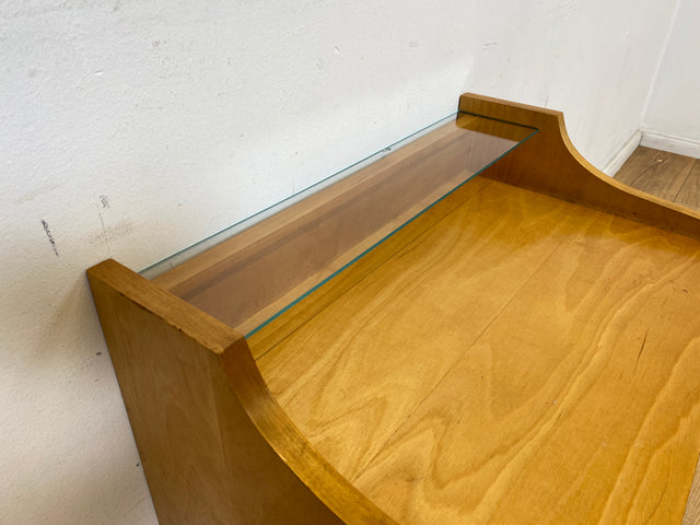 WMK I Formschöner heller Mid-Century Nachttisch mit Schubladen und konischen Füßen I Nachtschrank Nachtschränkchen Nachtkommode Kommode Beistelltisch Ablage Vintage 50er 60er I Berlin Köln Bayern