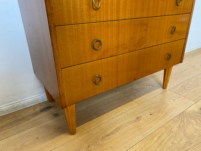 WMK I Hochwertiger skandinavischer Mid-Century Sekretär mit Ringgriffen aus Messing