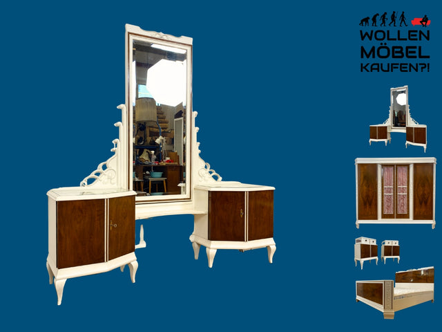 WMK I Wunderschöne weiße 30er Jahre Art Deco Spiegelkommode I Vollholz I mit neigbarem Spiegel I Frisierkommode Schminkkommode Schminktisch Kommode Antik Vintage Jugendstil I Berlin Magdeburg München