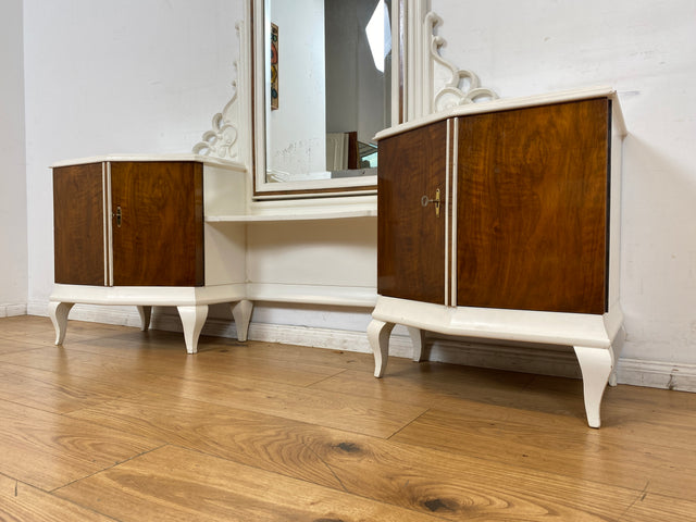 WMK I Wunderschöne weiße 30er Jahre Art Deco Spiegelkommode