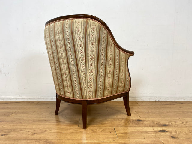 I Elegante und sehr gut erhaltene antike Sitzgarnitur aus Sofa und 2 Sessel mit Federkern und hochwertigem gestreiftem Stoffbezug I Sitzgruppe Couch Couchgarnitur Zweisitzer Vintage Biedermeier I