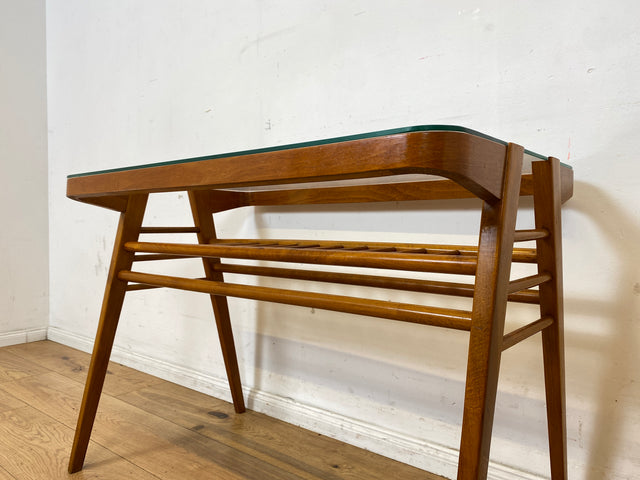 Stilvoller 60er Jahre Designer Couchtisch von František Jirák mit Glasplatte und Ablage I Glastisch Glascouchtisch Wohnzimmertisch Coffee Table Mid-Century 50er Vintage I