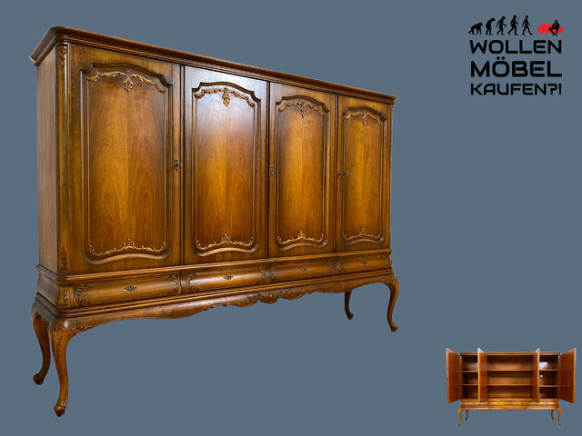 Eleganter und sehr gut erhaltener 60er Jahre Chippendale Schrank in Eiche mit Schubladen I Wohnzimmerschrank Sideboard Highboard Wäscheschrank Kleiderschrank Vintage Barock I