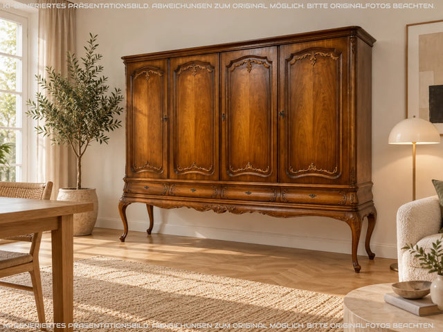 Eleganter und sehr gut erhaltener 60er Jahre Chippendale Schrank in Eiche mit Schubladen I Wohnzimmerschrank Sideboard Highboard Wäscheschrank Kleiderschrank Vintage Barock I