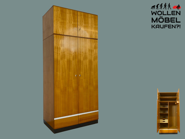 Stilvoller und perfekt aufgeteilter Vintage Kleiderschrank mit Aufsatz und Schubladen I Schrank Schlafzimmerschrank Wäscheschrank Wardrobe Retro Mid-Century 60er 70er I