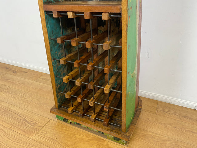 Boatwood by WMK # Besonderes Weinregal aus echtem Einbaum I ein handgefertigtes Unikat in Originalfarben I Regal Holzregal Flaschenregal Eck Bar Schrank Haus Fischer Wein Rack Boot Schiff Rostock Slyt