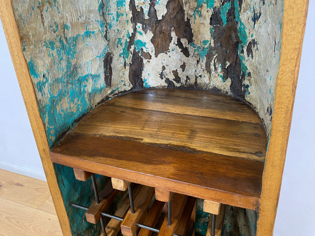 Boatwood by WMK # Besonderes Weinregal aus echtem Einbaum I ein handgefertigtes Unikat in Originalfarben I Regal Holzregal Flaschenregal Eck Bar Schrank Haus Fischer Wein Rack Boot Schiff Rostock Slyt