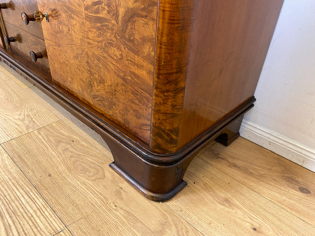 Wunderschöne 30er Jahre Art Deco Kommode I Massivholz in edlem Wurzelholz I mit Vitrine & Schubladen I Sideboard Schrank Barschrank Barkommode Wäschekommode Vintage Antik I