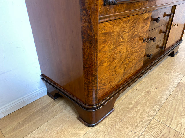 Wunderschöne 30er Jahre Art Deco Kommode I Massivholz in edlem Wurzelholz I mit Vitrine & Schubladen I Sideboard Schrank Barschrank Barkommode Wäschekommode Vintage Antik I