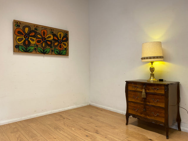 Sehr schöne 60er Jahre Tischlampe mit goldenem Lampenfuß und beigem original Lampenschirm I Tischleuchte Lampe Leuchte Leselampe Schreibtischlampe Vintage Mid-Century 70er I