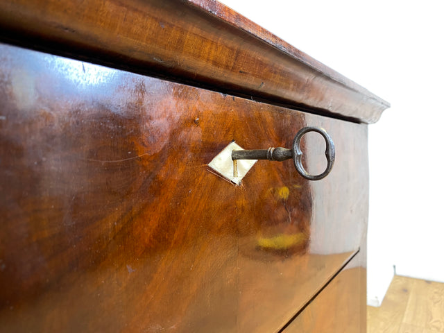 Hochwertige antike Massivholz Schreibkommode in Nussbaum mit aufklappbarer Schublade I Sekretär Schreibschrank Schubladenkommode Wäschekommode Schreibtisch Biedermeier Vintage I