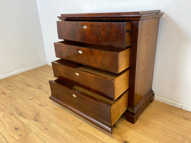 Hochwertige antike Massivholz Schreibkommode in Nussbaum mit aufklappbarer Schublade I Sekretär Schreibschrank Schubladenkommode Wäschekommode Schreibtisch Biedermeier Vintage I