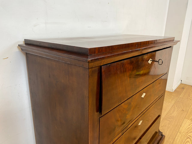 Hochwertige antike Massivholz Schreibkommode in Nussbaum mit aufklappbarer Schublade I Sekretär Schreibschrank Schubladenkommode Wäschekommode Schreibtisch Biedermeier Vintage I