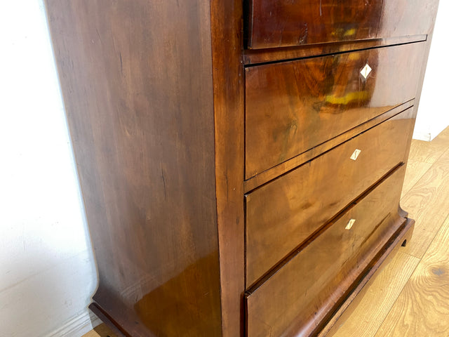 Hochwertige antike Massivholz Schreibkommode in Nussbaum mit aufklappbarer Schublade I Sekretär Schreibschrank Schubladenkommode Wäschekommode Schreibtisch Biedermeier Vintage I