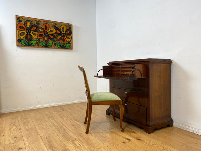 Hochwertige antike Massivholz Schreibkommode in Nussbaum mit aufklappbarer Schublade I Sekretär Schreibschrank Schubladenkommode Wäschekommode Schreibtisch Biedermeier Vintage I