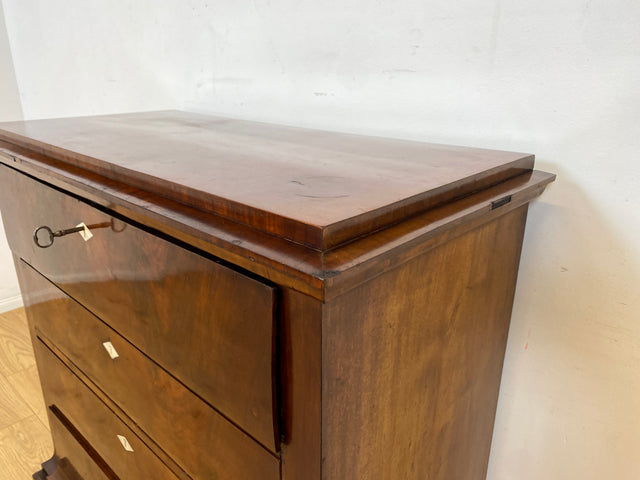 Hochwertige antike Massivholz Schreibkommode in Nussbaum mit aufklappbarer Schublade I Sekretär Schreibschrank Schubladenkommode Wäschekommode Schreibtisch Biedermeier Vintage I