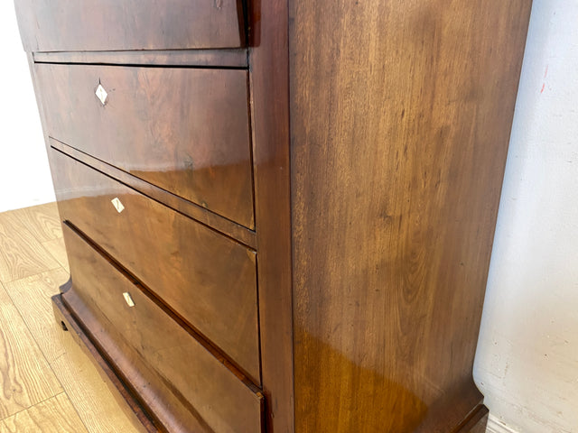 Hochwertige antike Massivholz Schreibkommode in Nussbaum mit aufklappbarer Schublade I Sekretär Schreibschrank Schubladenkommode Wäschekommode Schreibtisch Biedermeier Vintage I