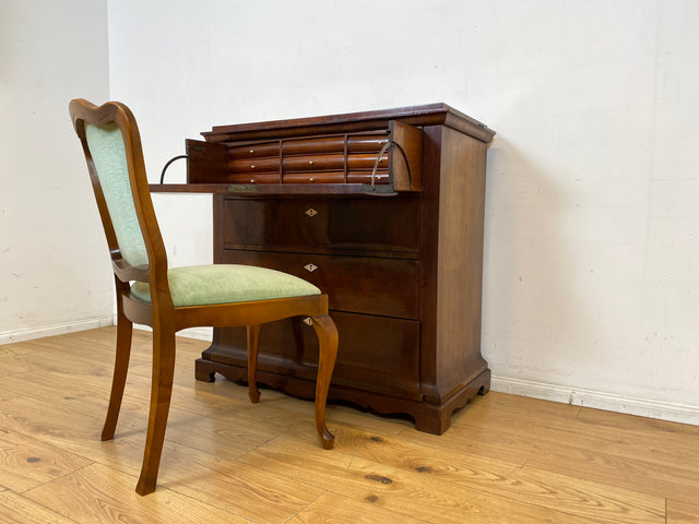 Hochwertige antike Massivholz Schreibkommode in Nussbaum mit aufklappbarer Schublade I Sekretär Schreibschrank Schubladenkommode Wäschekommode Schreibtisch Biedermeier Vintage I