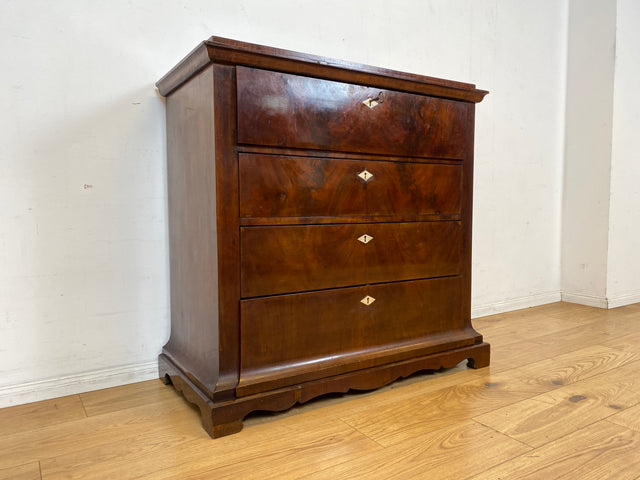Hochwertige antike Massivholz Schreibkommode in Nussbaum mit aufklappbarer Schublade I Sekretär Schreibschrank Schubladenkommode Wäschekommode Schreibtisch Biedermeier Vintage I