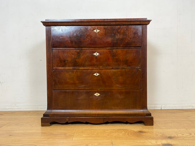 Hochwertige antike Massivholz Schreibkommode in Nussbaum mit aufklappbarer Schublade I Sekretär Schreibschrank Schubladenkommode Wäschekommode Schreibtisch Biedermeier Vintage I