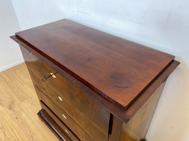 Hochwertige antike Massivholz Schreibkommode in Nussbaum mit aufklappbarer Schublade I Sekretär Schreibschrank Schubladenkommode Wäschekommode Schreibtisch Biedermeier Vintage I