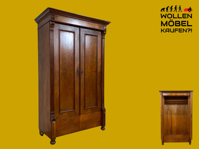 Elegantes und sehr gut erhaltenes antikes Vertiko I Massivholz in Nussbaum I Schrank Kleiderschrank Schlafzimmerschrank Dielenschrank Bauernschrank Gründerzeit Vintage I