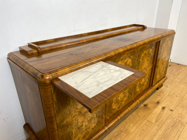Grandiose Art Deco Anrichte I Vollholz in edlem Nussbaum Wurzelholz I Büfett Buffet Sideboard Kommode Schrank Geschirrschrank Kredenz Küchenschrank Antik Alt Vintage 30er I