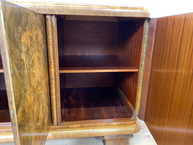 Grandiose Art Deco Anrichte I Vollholz in edlem Nussbaum Wurzelholz I Büfett Buffet Sideboard Kommode Schrank Geschirrschrank Kredenz Küchenschrank Antik Alt Vintage 30er I