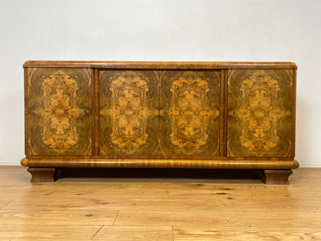 Grandiose Art Deco Anrichte I Vollholz in edlem Nussbaum Wurzelholz I Büfett Buffet Sideboard Kommode Schrank Geschirrschrank Kredenz Küchenschrank Antik Alt Vintage 30er I