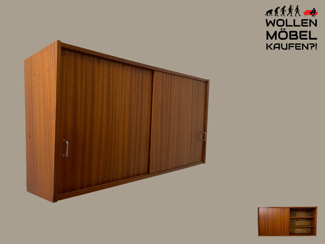 Stilvoller Mid-Century Hängeschrank mit Schiebetüren und formschönen Metallgriffen I Kommode Sideboard Geschirrschrank Küchenschrank Hängekommode 60er 70er Vintage I