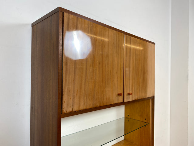 Schönes und geräumiges Mid-Century Highboard aus 1968  mit Glasregal I Schrank Bücherschrank Bücherregal Wohnzimmerschrank Kommode Vintage Retro 60er 70er Alt I