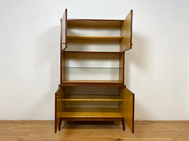 Schönes und geräumiges Mid-Century Highboard aus 1968  mit Glasregal I Schrank Bücherschrank Bücherregal Wohnzimmerschrank Kommode Vintage Retro 60er 70er Alt I