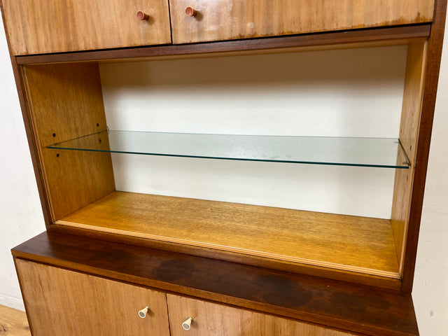 Schönes und geräumiges Mid-Century Highboard aus 1968  mit Glasregal I Schrank Bücherschrank Bücherregal Wohnzimmerschrank Kommode Vintage Retro 60er 70er Alt I