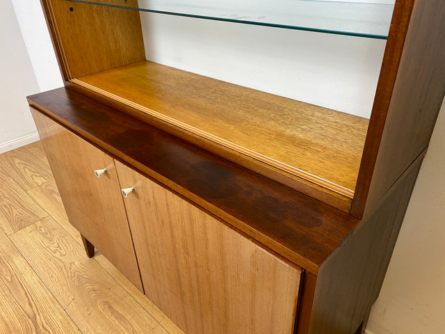 Schönes und geräumiges Mid-Century Highboard aus 1968  mit Glasregal I Schrank Bücherschrank Bücherregal Wohnzimmerschrank Kommode Vintage Retro 60er 70er Alt I