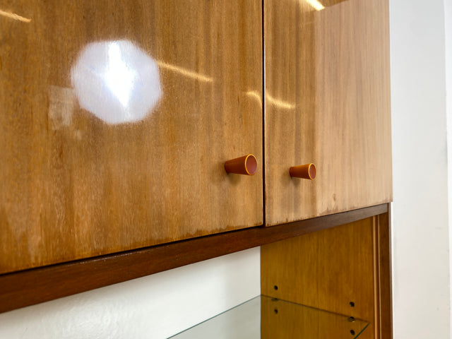 Schönes und geräumiges Mid-Century Highboard aus 1968  mit Glasregal I Schrank Bücherschrank Bücherregal Wohnzimmerschrank Kommode Vintage Retro 60er 70er Alt I